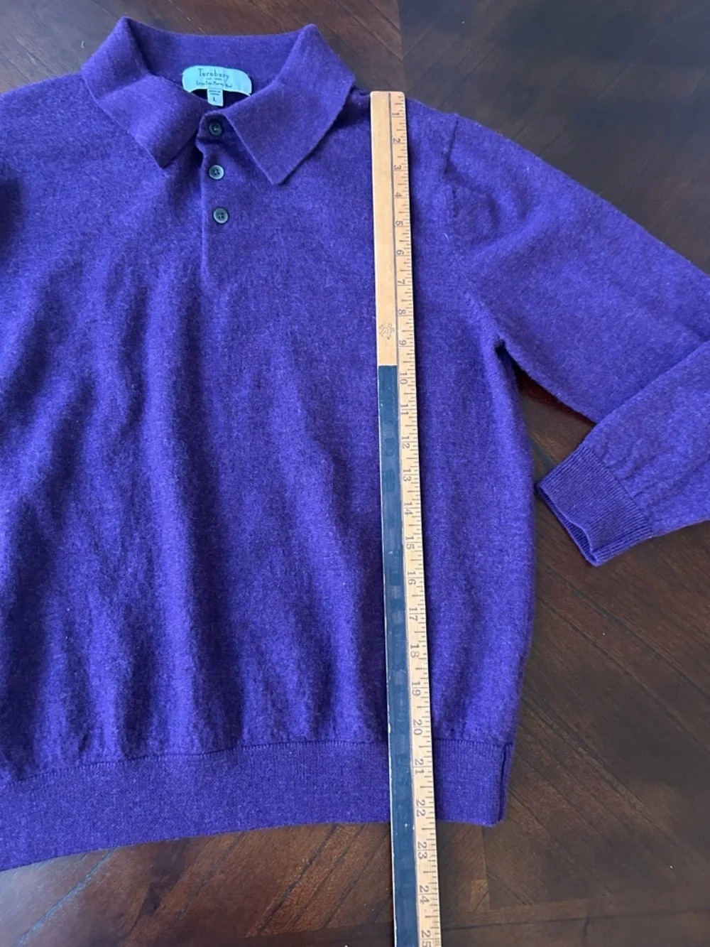 Turnbury Men's Purple Polo Sweater extra fine merino wool size L